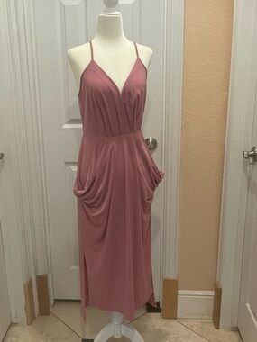 BCBGeneration Mauve Pink Draped Maxi Dress